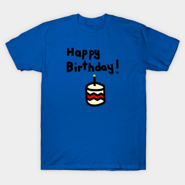 Happy Birthday with Cake and Candle T-Shirt by ellenhenryart